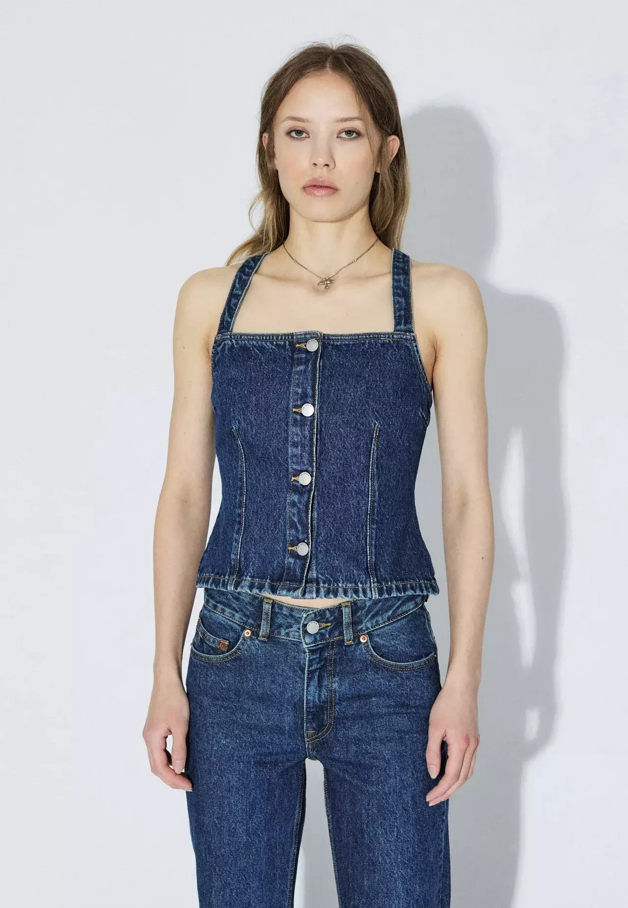 Dr. Denim Niamh Top Stream Dark Retro Vintage Denim Damen blau